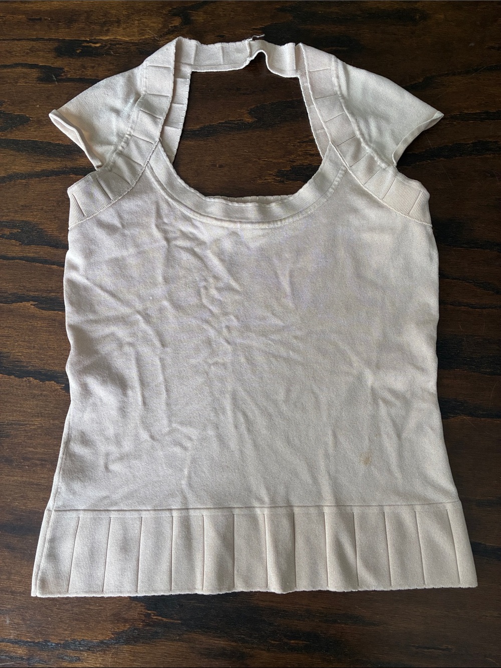 Cache Cream Ribbed-Hem Scoop Neck Tank